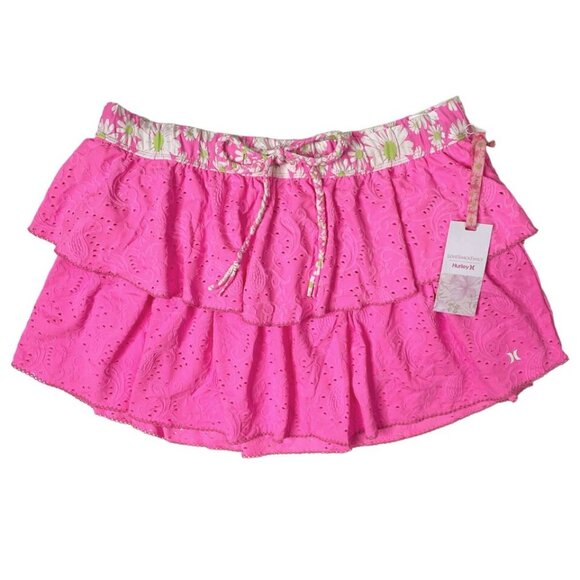 LoveShackFancy Cotton Candy Pink Eyelet Paisley Tiered Skirt S NWT - Picture 3 of 6